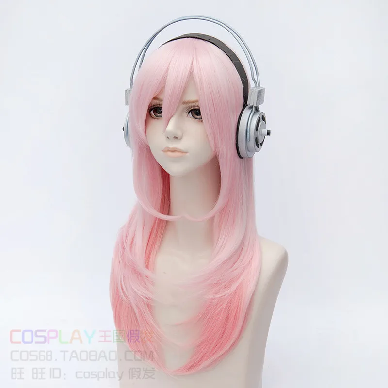 SUPERSONICO косплей парик для наушников реквизит Супер Sonico анимация гарнитура Soni-Ani Розовый Длинные прямые синтетические волосы для взрослых