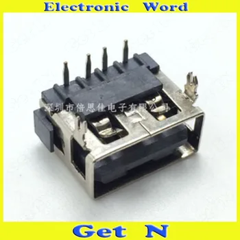 

20pcs-1000pcs 10mm H6.8 USB Female Socket Jacks 2DIP 2.0 USB Power Female Connectors 90Degree A Type