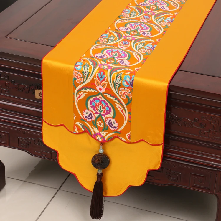 الراقية اليشم خليط الصينية الجدول عداء الديكور الفاخرة الجدول الحصير عالية الكثافة الحرير الديباج الشاي مفرش طاولة مستطيل