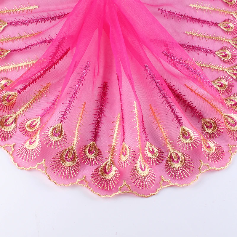 1 м/лот 18 см в ширину розовый павлин вышивка чистая кружевная ткань отделка ленты DIY кукла швейная одежда ручной работы материал аксессуары