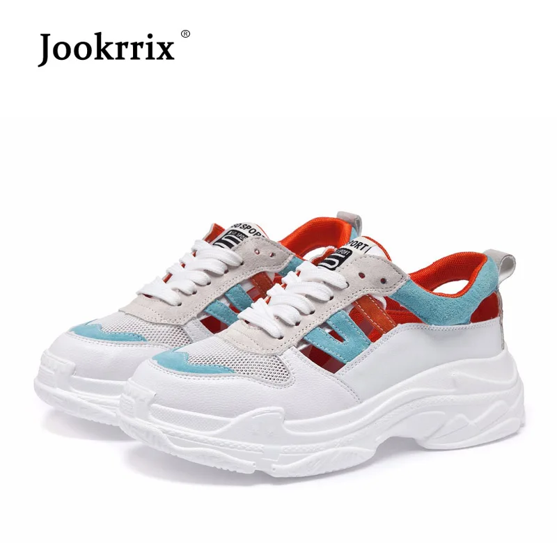 

Jookrrix 2018 Summer New Mesh Shoes Women Fashion Brand Hollow Sneaker Lady Platform chaussure Breathable Adult Girl footware