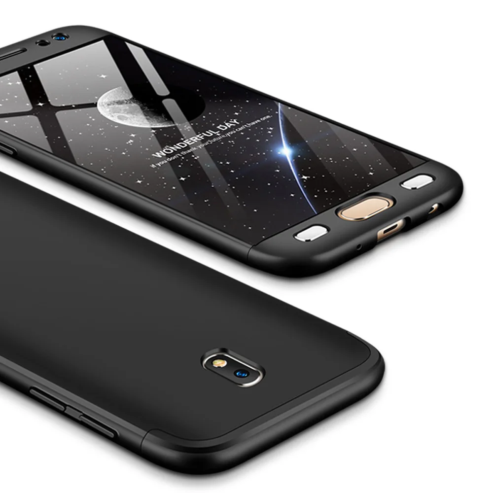 Защитный чехол с полным покрытием и закаленным стеклом 3 в 1 для Samsung Galaxy J7 2017 J730FM /
