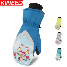 Детские лыжные перчатки зимние мягкие теплые хлопковые водонепроницаемые перчатки из искусственной кожи водонепроницаемые спортивные Мультяшные перчатки для катания на лыжах