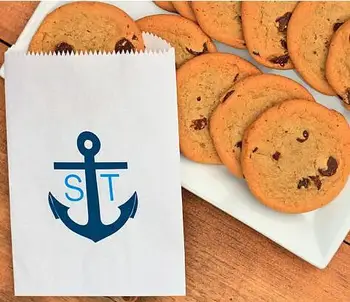 

Custom Anchor Monogram wedding candy Buffet treat donut favor gift bags Bakery Cookie Favor packets