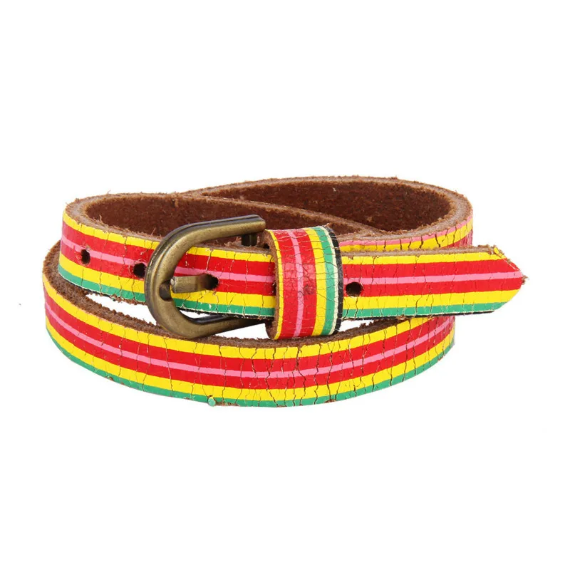 

Rainbow Jewelry Multilayer Leather Bracelet Individual Crack Rainbow Strip Color 42.5cm Leather Rope Adjustable