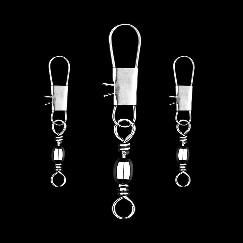 50pcs 14# To 3/0# Swivels Interlock Snap Fishing Lure Tackles Gear Accessories Connector Swivels Pin Bearing Rolling Solid Tool fishing swivels fishing accessories fishing tackle fishing tools fishing tool