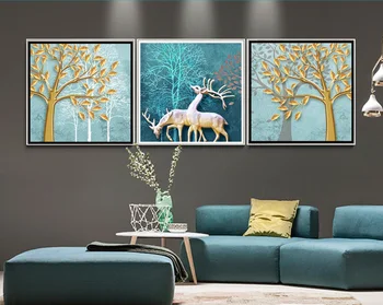 

3 Pieces Modern Simple Wealth Tree Decoration Paintings Canvas Paintings Print Picture for Living Room Decoration No Framed