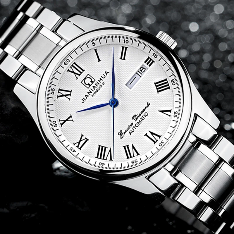 

Carnival Mechanical Watch Men Full Stainless steel Multifunctional Water Resistant Business Double calendar Wristwatch