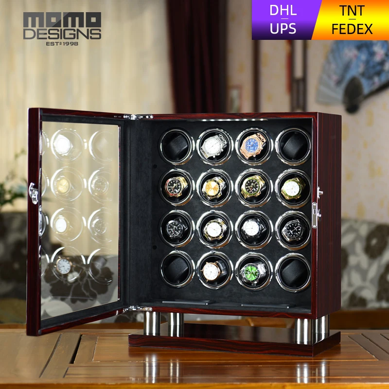 Exclusive Large Watch Winder 16pcs Automatic watch box Black suede