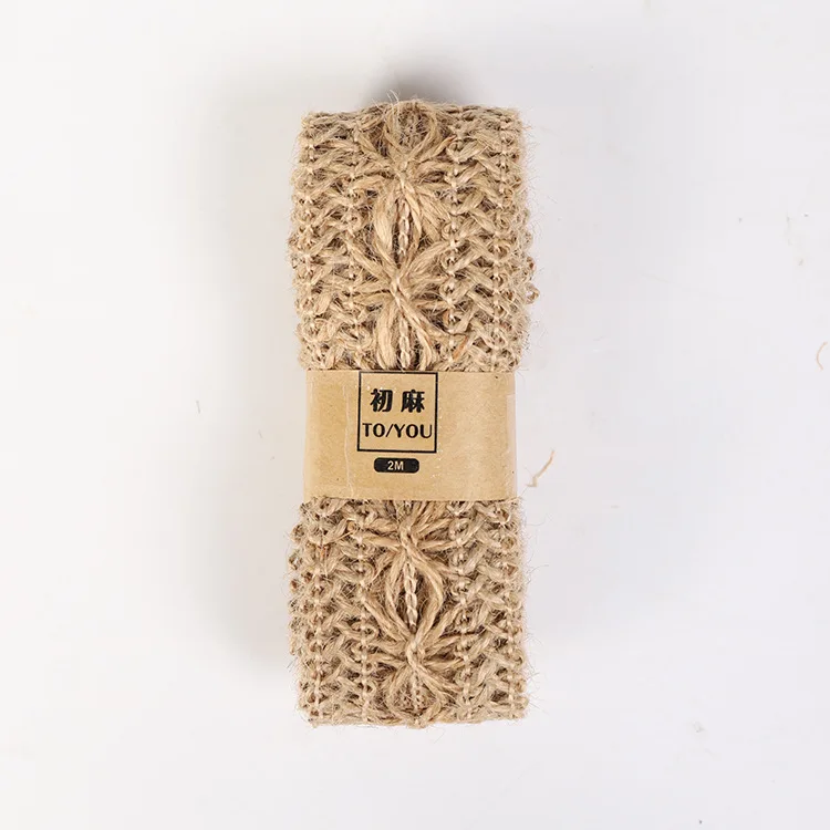 2 метра/рулон натуральный джут тканая тесьма упаковка для свадебного подарка пеньковая Мешковина лента DIY ремесла вечерние принадлежности праздничные украшения - Цвет: Style16 (Width 35mm)
