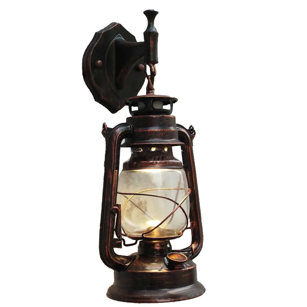

Household Tool Supplies E27 Retro Antique Vintage Rustic Lantern Lamp Wall Sconce Light Fixture Outdoor Convenient And Practical