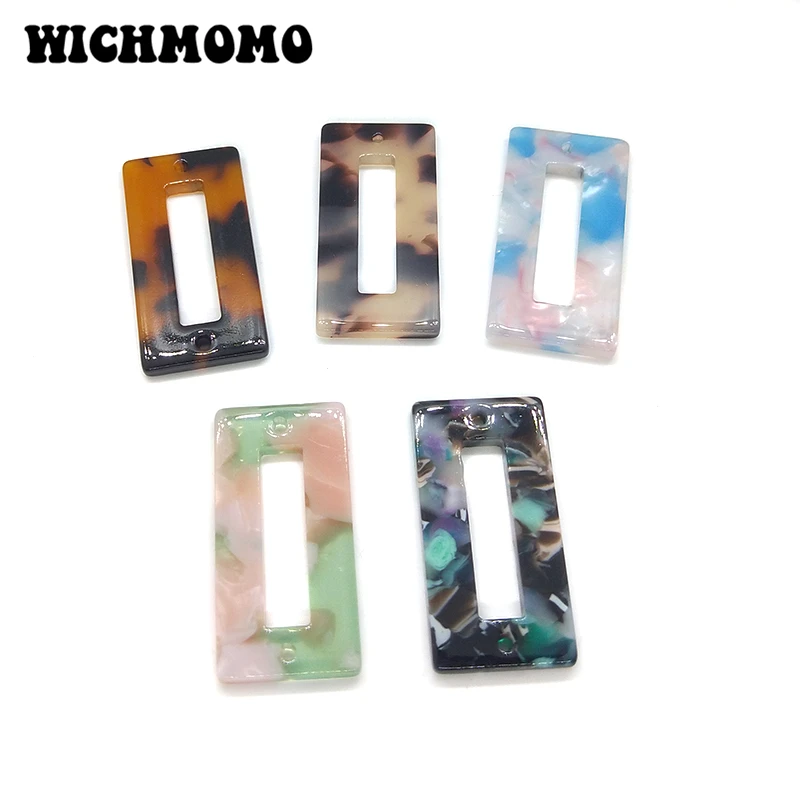 

2019 New 4 Pieces 35mm High Quality Rectangular Acetic Acid Resin Smooth Charms Connectors for DIY Earring Jewelry Accessories