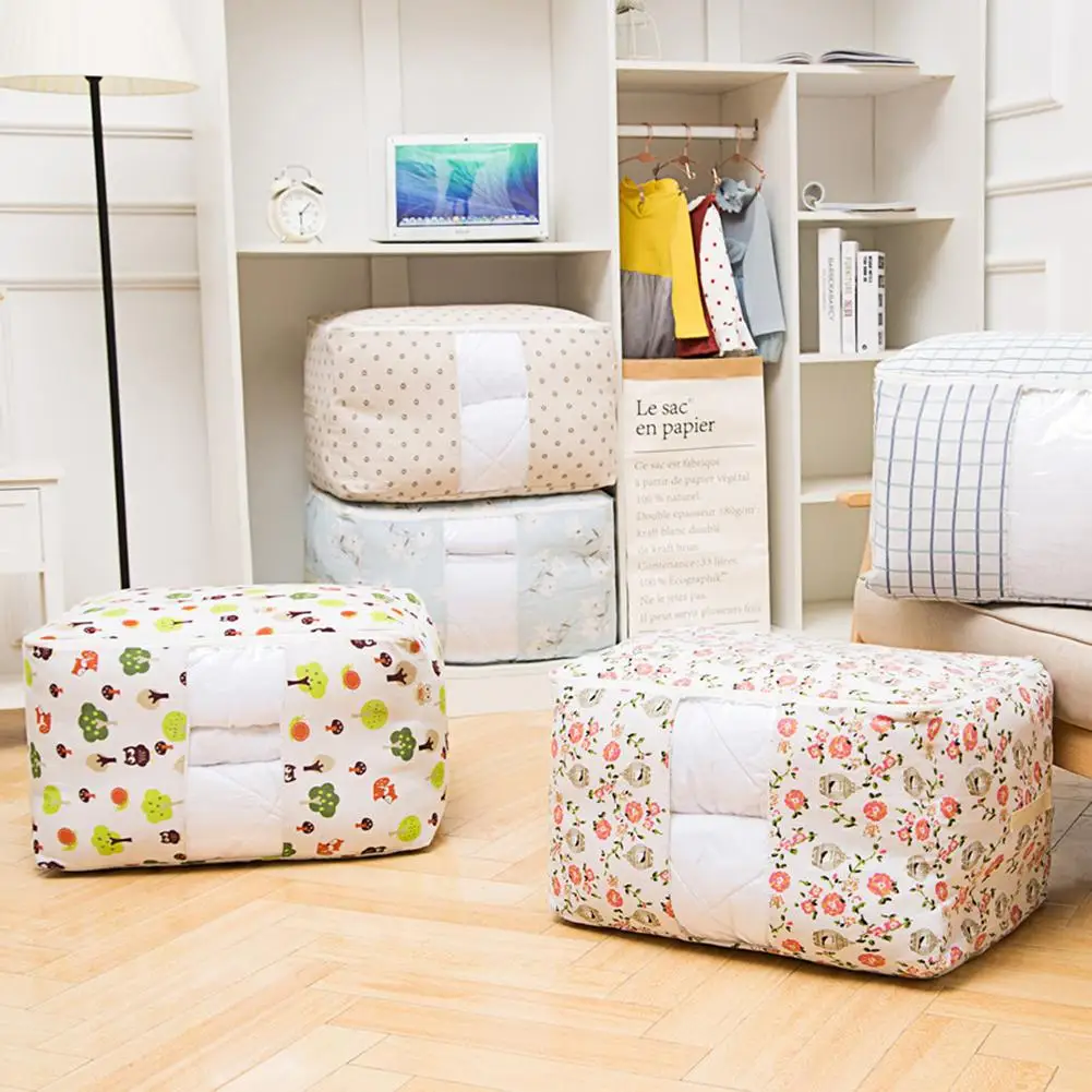 

Large Capacity Foldable Forest Flower Print Quilt Blanket Home Clothes Storage Bag Organizer