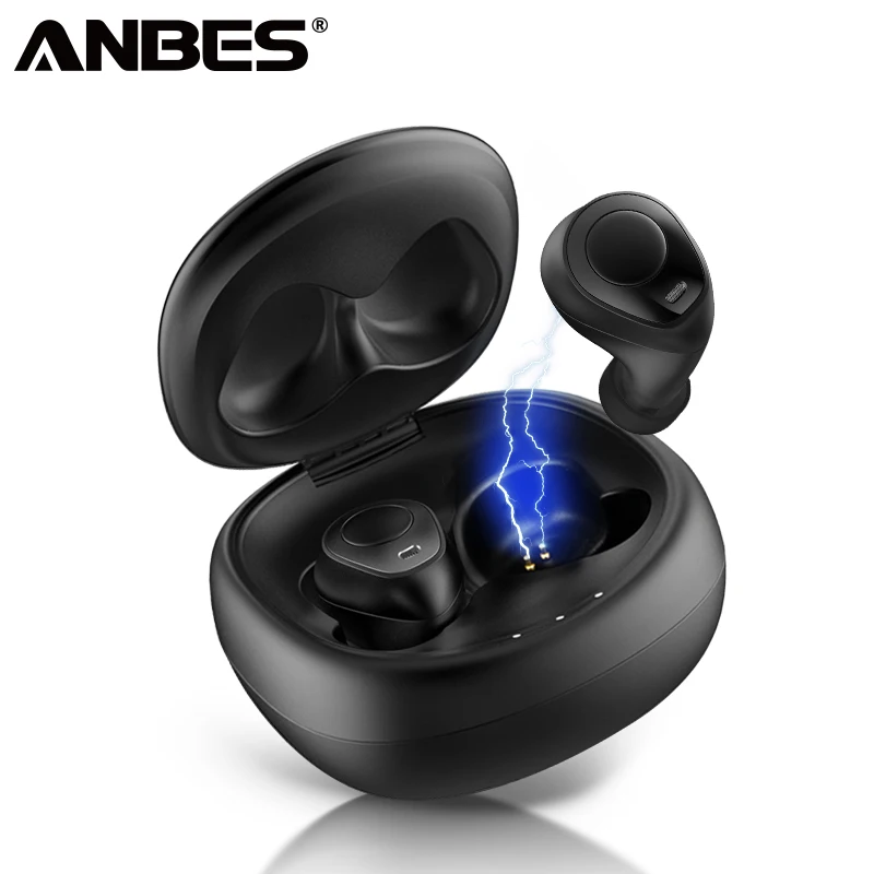 

ANBES D42 Bluetooth Headphone IPX5 Waterproof V5.0 Wireless Earphone Mini Earbuds Headset with Charging Case for iPhone Huawei