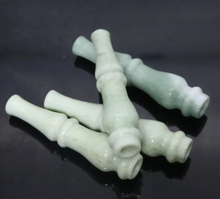 

hand carved round straight bamboo light green jade art bowl tobacco pipes cigarette holder free shipping send random 1pc Z21
