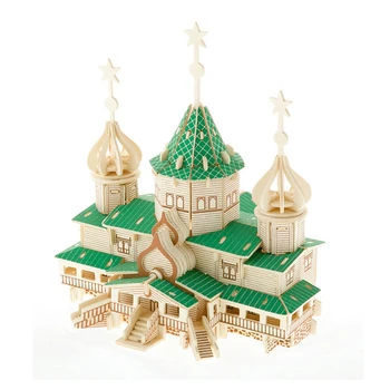 

abay 2019 hot Wooden Puzzles Christmas House Model Assembling Building Kits WB-78