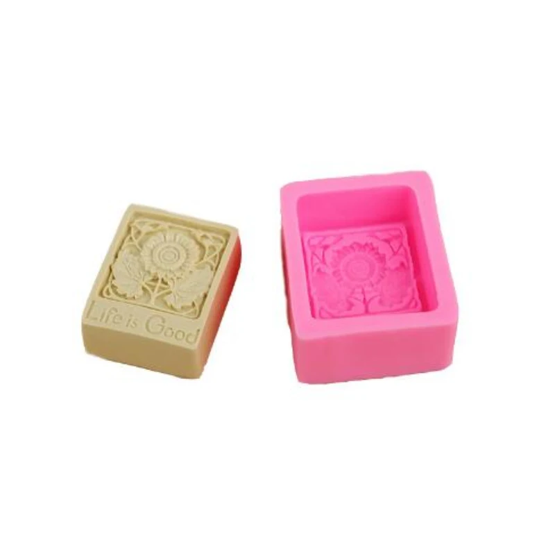 Цветочная квадратная 3D силиконовая форма для мыла Свеча в виде подсолнуха форма для мыла форма для торта DIY Форма для выпечки пищевого силикона ручной работы