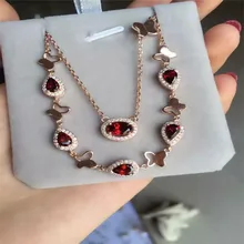 Гранатовый набор, инкрустированные ювелирные изделия, ювелирные изделия из натурального серебра 925 пробы