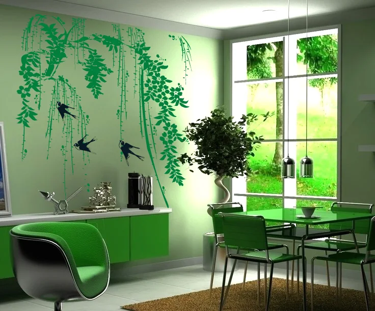 Árvore verde Adesivos de Parede Home Decor Sala de estar Estilo