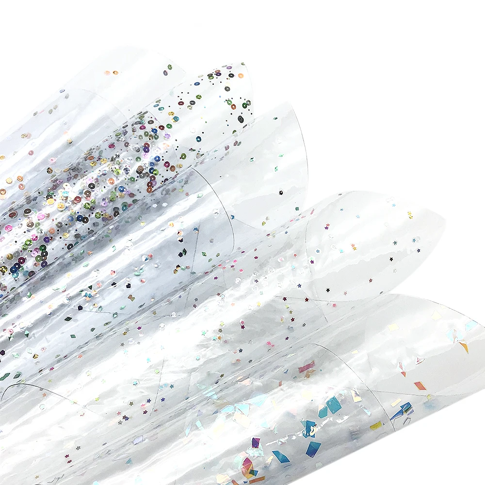 

5piece/set PVC transparent Leather set Faux Synthetic Leather 20*34cm,DIY Sewing Garment Knotbow Bags shoes,1Yc6446