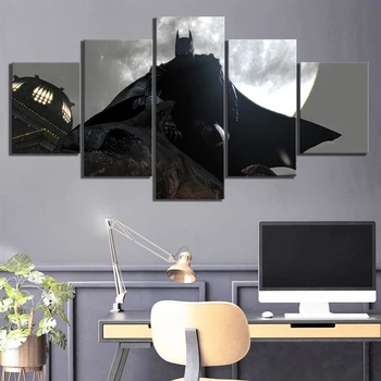 

5 Piece Batman Arkham City Video Game Poster Paintings The Dark Knight Batman Movie Poster Wall Paintings for Home Decor