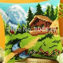 

DIY Needlework Kit Unfinished Acrylic Yarn Embroidery Pillow Tapestry Canvas Cushion Front Cross Stitch Pillowcase CX0264