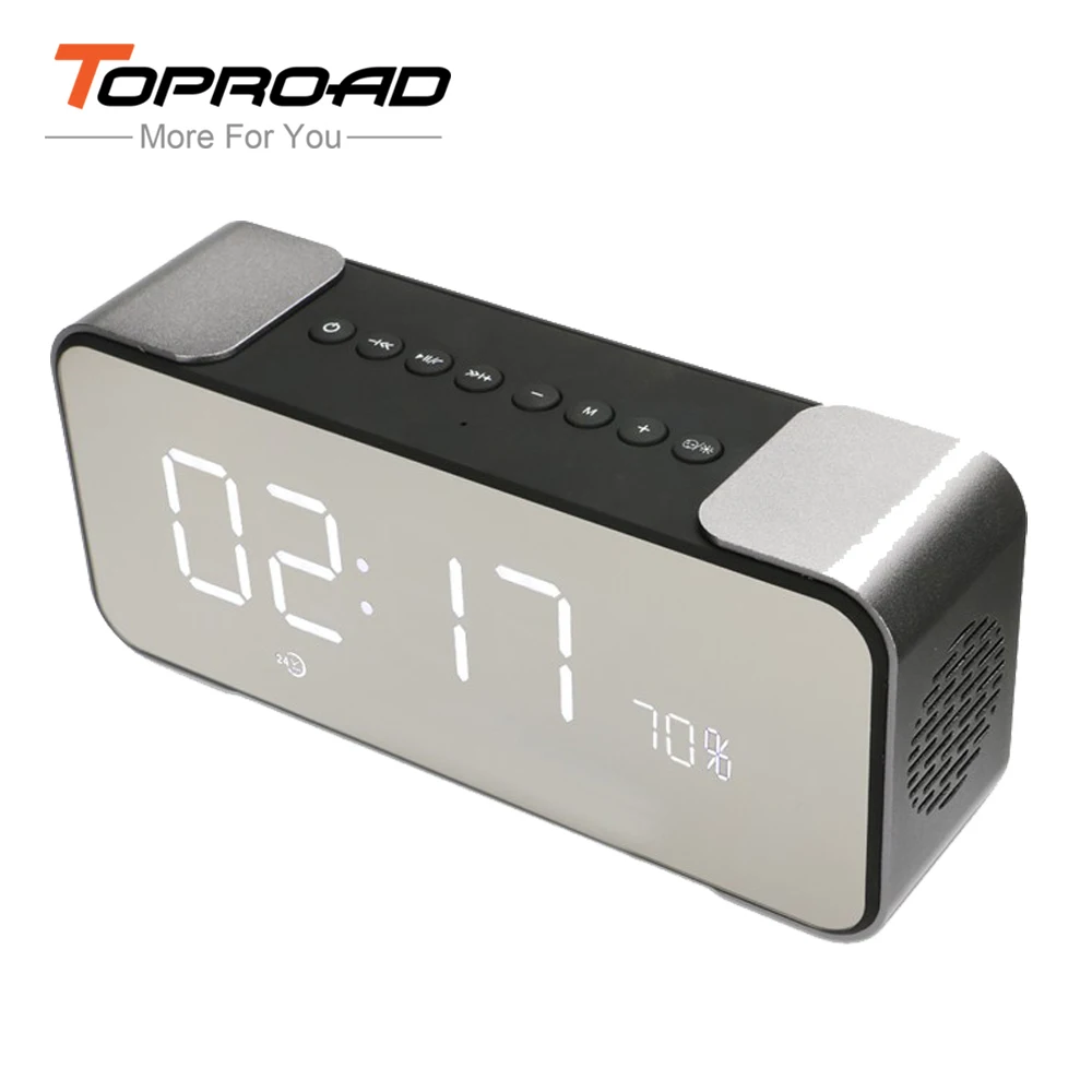 TOPROAD портативный Bluetooth динамик с fm радио будильник времени TF карта Aux в MP3 плеер