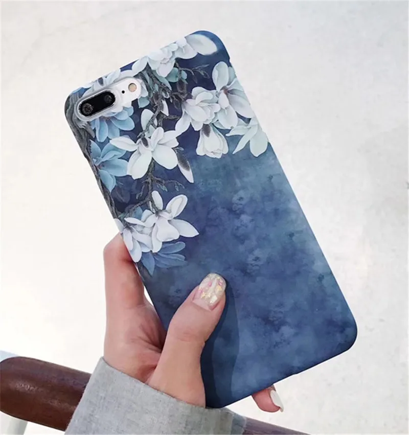 PENGWEISHENG New 3D Fashion flower Phone Case For iphone 6 case Fashion Pattern For iphone 6 6S 7 Plus 8 8PLUS PC case