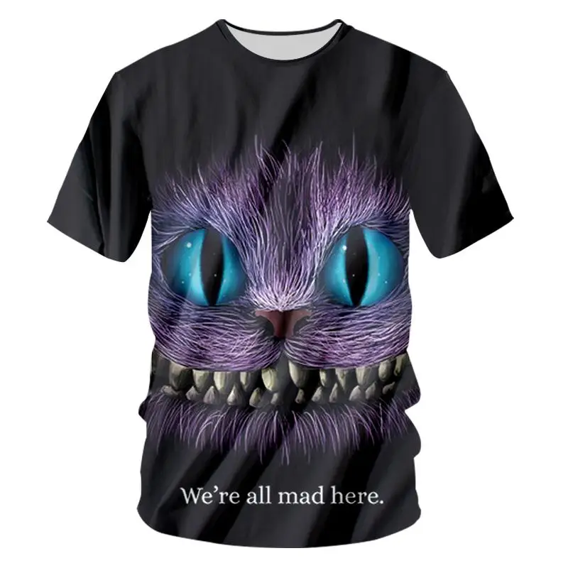 

2018 Summer Men Fashion Tops 3d Print Cheshire Cat T-shirt Man Bodybuilding Fitness Casual Tshirt O Neck Punk Gothic Tee Shirts