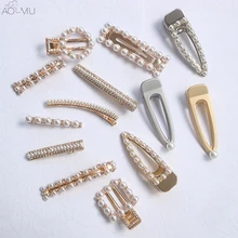 AOMU, корейский металл, золотой жемчуг, цветок, заколка для волос, аксессуары для волос для женщин, девушек, заколки-пряжки для волос, заколка для волос, украшения для свадебной вечеринки