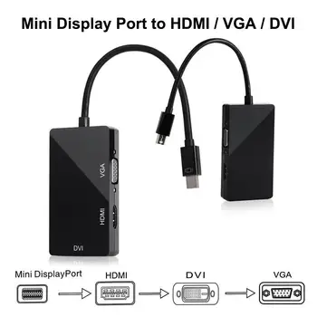 

3-in-1 Mini Display Port to HDMI DVI VGA Patch Cord DP to HDMI PC Female Converter Adapter Cable for MacBook Air Pro Mini DP MDP
