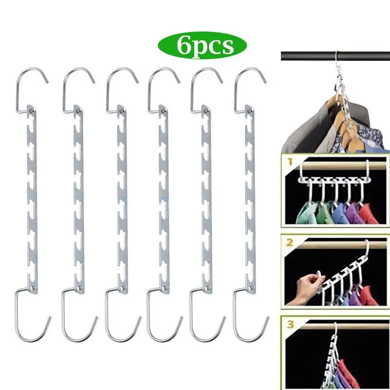 6 шт., вешалка для одежды из нержавеющей стали, вешалка для одежды, вешалка для одежды, органайзер для одежды