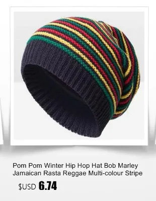 Новая модная зимняя шапка в стиле хип-хоп Bob Marley, ямайская раста регги, разноцветная полосатая шапка, шапки и кепки, мужские лыжные шапочки, вязаная шапка