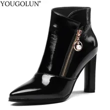 High Heel Ankle Boots Women Spring Autumn Ladies Thick Heel Shoes Beading A259 Fashion Woman Black Red Pointed Toe Zipper Boots High Heel Ankle Boots Women Spring Autumn Ladies Thick Heel Shoes Beading A259 Fashion Woman Black Red Pointed Toe Zipper Boots
