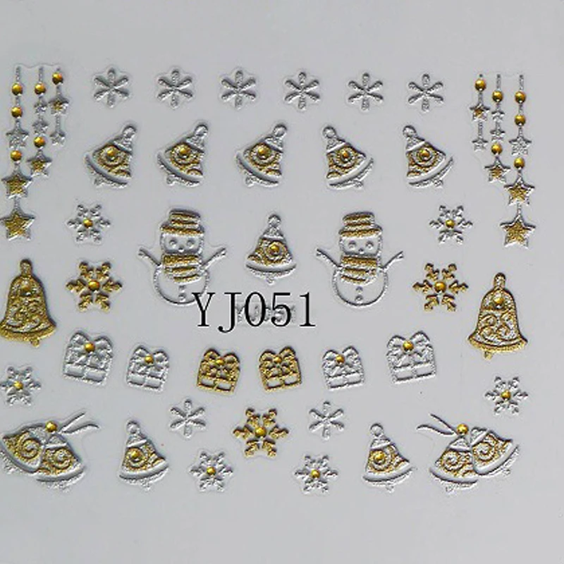 1 шт 3D Рождественская серия наклейки для ногтей Водные Переводные снежинки и милые Снеговики наклейки для ногтей модные красивые наклейки для ногтей - Цвет: J61887
