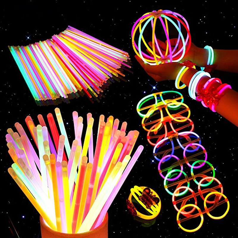 200pcs/set Colorful Glow In the Dark Fluorescence Glow stick Bracelets Necklaces Festival Xmas Party Neon Glowstick Kids Toy