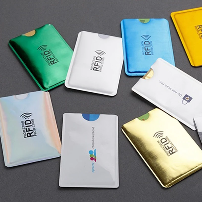 5 قطعة جديد متعدد الألوان الليزر الألومنيوم مكافحة محفظة بشريحة RFID حجب قارئ قفل البنك حامل بطاقة ID البنك بطاقة حالة الرجال حماية H119