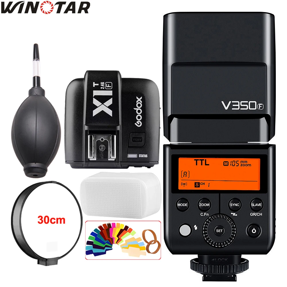 

Godox V350F TTL HSS 1/8000s Speedlite Flash Built-in 2000mAh Li-ion Battery with X1T-F Transmitter for Fuji Camera -In Stock