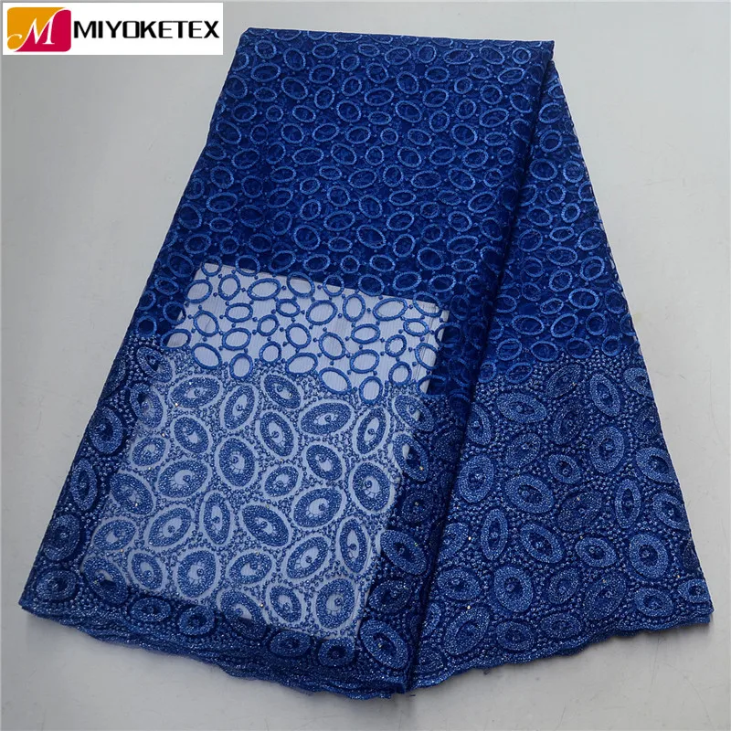 

Best Selling Latest Royal Blue French Nigerian Laces Fabrics High Quality Tulle African Laces Fabric Wedding Dresses PSA593-1