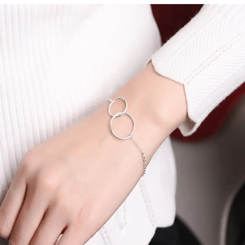 Luxury Brand Women Bracelet 925 Unique Silver Round Circle Style