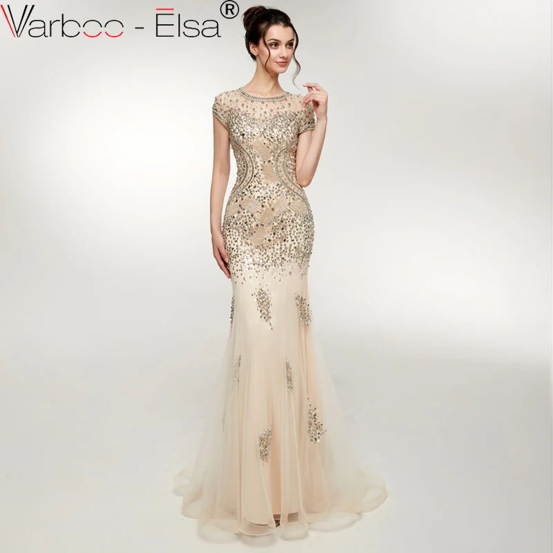 VARBOO_ELSA 2018 роскошное вечернее платье цвета шампанского с русалочкой сексуальное