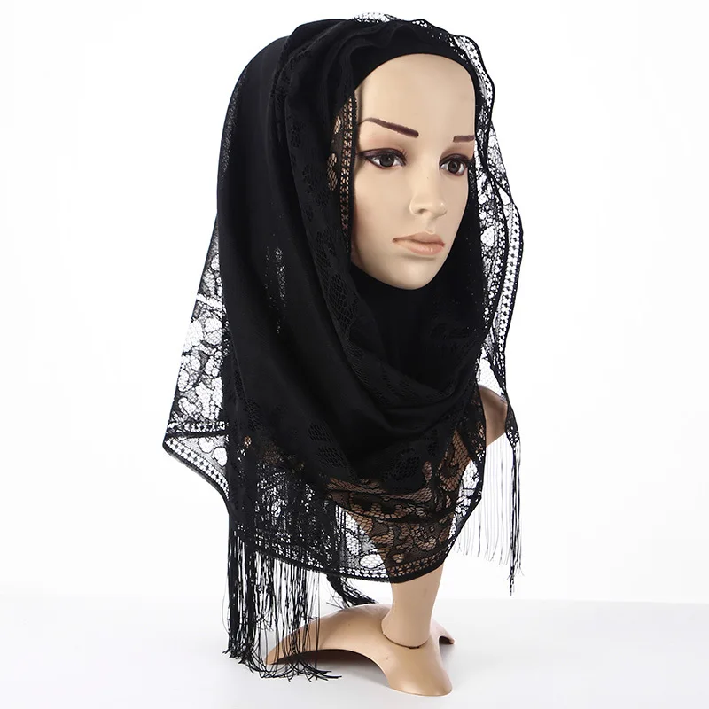 

60*170cm muslim women lace hijab scarf islamic plain headscarf ladies shawls and wraps hijab femme musulman