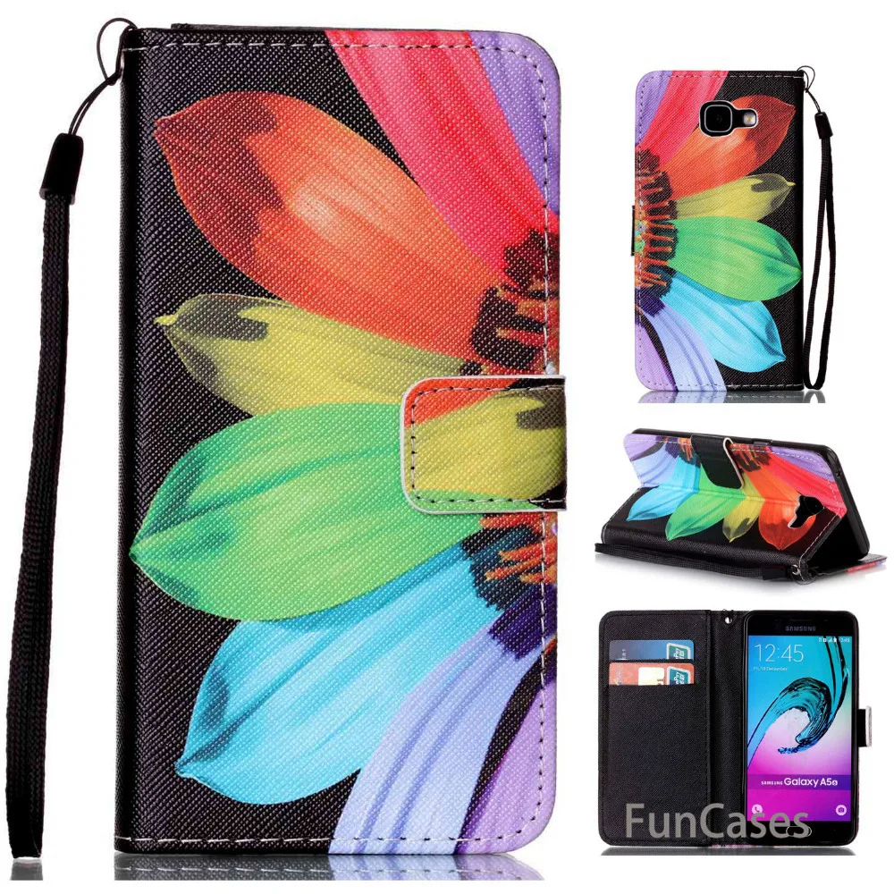 Цветной узор чехол для fundas samsung A3 A5 2016 coque Galaxy + карта держатели samzung
