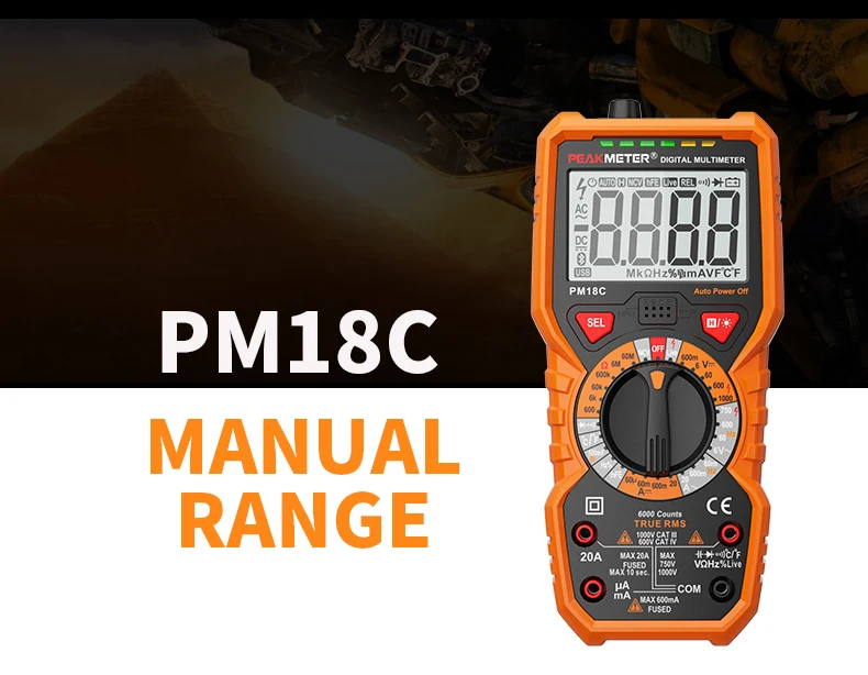 PEAKMETER цифровой мультиметр с истинным RMS AC/DC напряжение Сопротивление Емкость Частота Температура NCV тестер PM18C