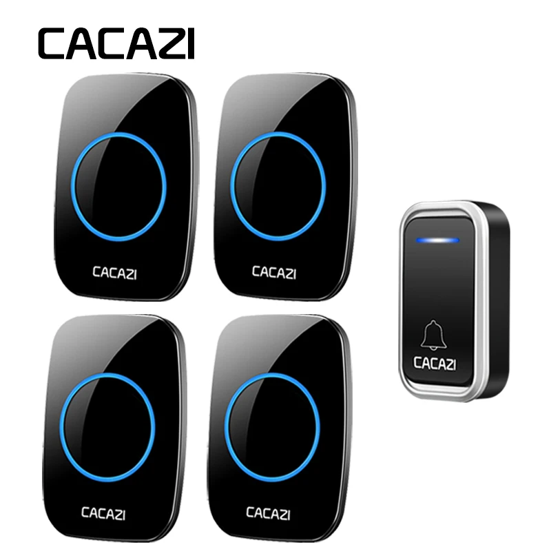 

CACAZI Waterproof Home Wireless Doorbell Remote 300M Smart LED Intelligent Battery Calling Door Bell EU Plug 38 Chime 3 Volume