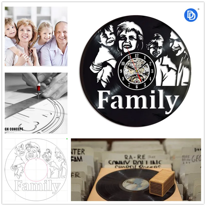 

Home Living 12 inch Unique Personal Customization Vinyl 3D Wall Clock Commemorative Souvenir Christmas Gifts