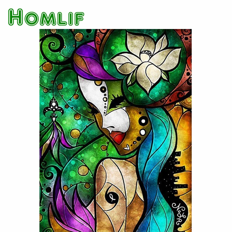 

HOMLIF 5D DIY Diamond Painting People Full Drill Square Flower Picture Of Rhinestone Mosaic Diamond Embroidery Handmade Decor