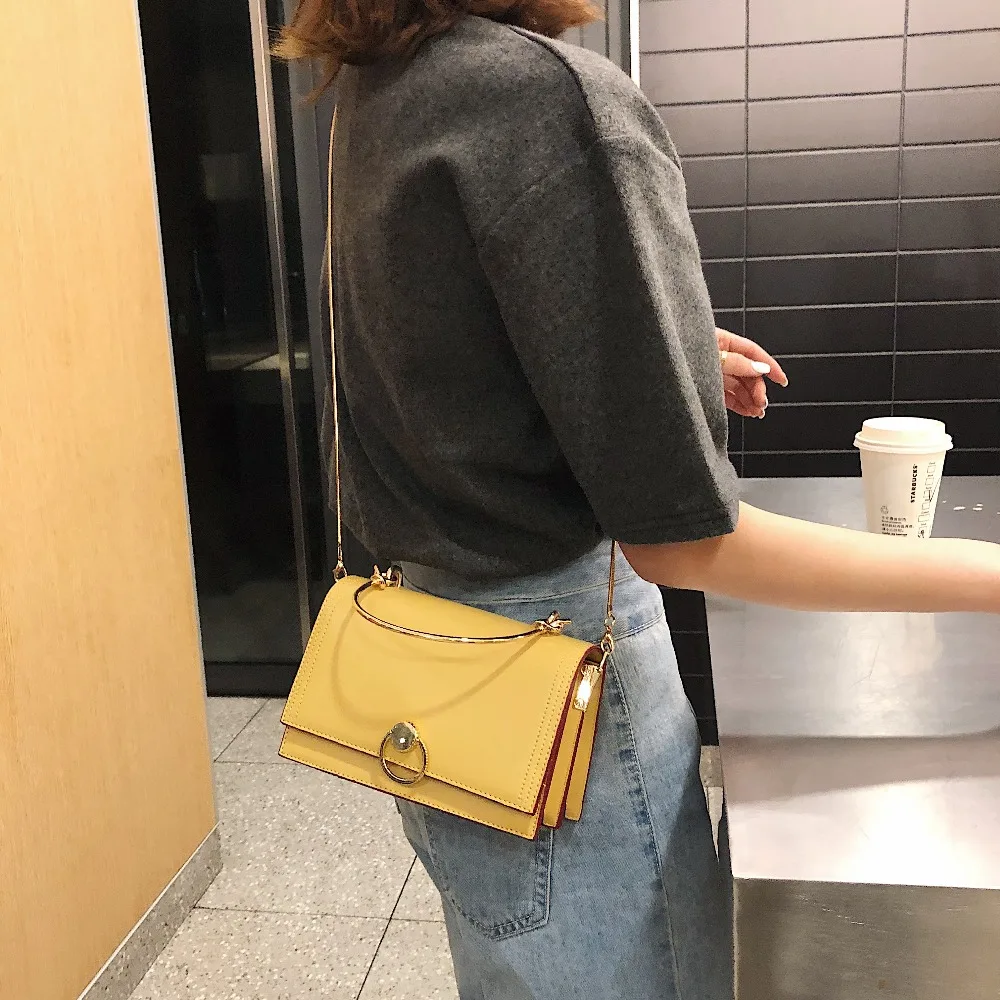 البسيطة Crossbody حقائب للنساء 2019 جديد حقائب مع مقبض معدني أسلوب بسيط الكتف حقيبة ساعي