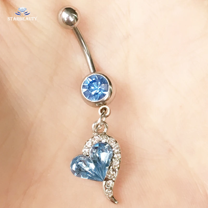 Милый ярко-синий пирсинг Bijoux сердце для пупка Ombligo 14 г подвеска кольцо серьга