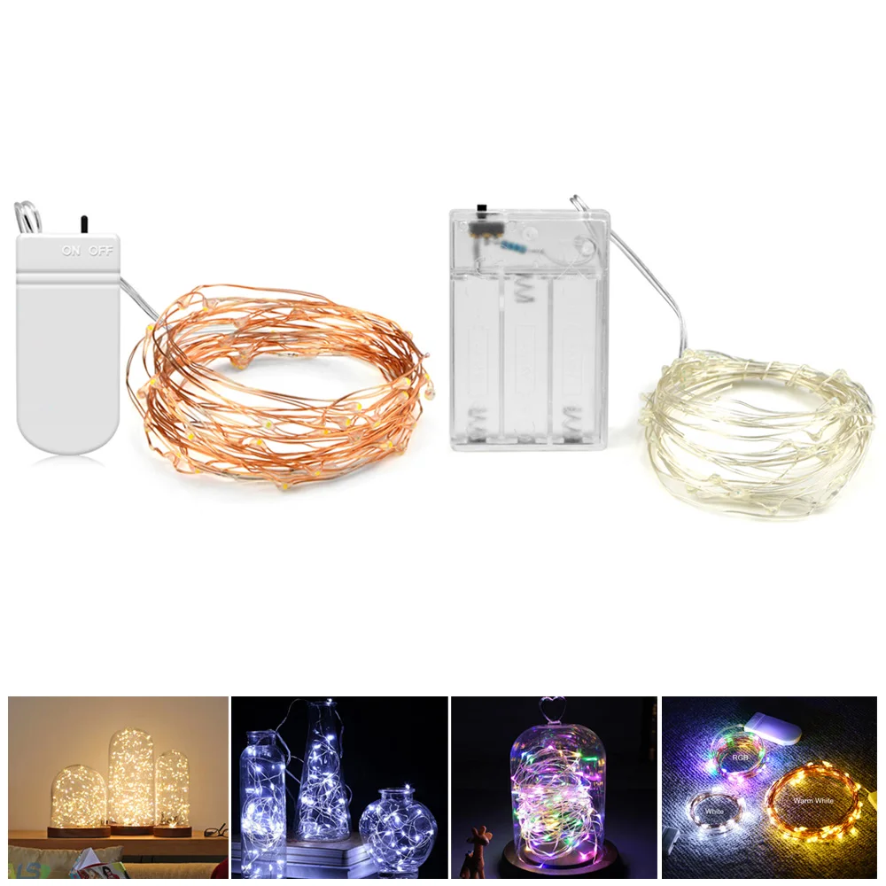 

Copper Wire Battery Powered LED night light RGB LED Strip light 2M 5M LED Holiday light String lighting Christmas Decor lamp